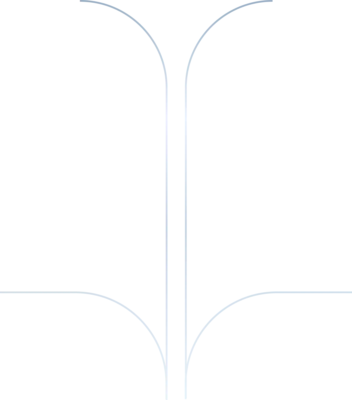 Abstract composition with a large black curved shape on the left, a pale blue vertical column, and a light blue pane on the right.